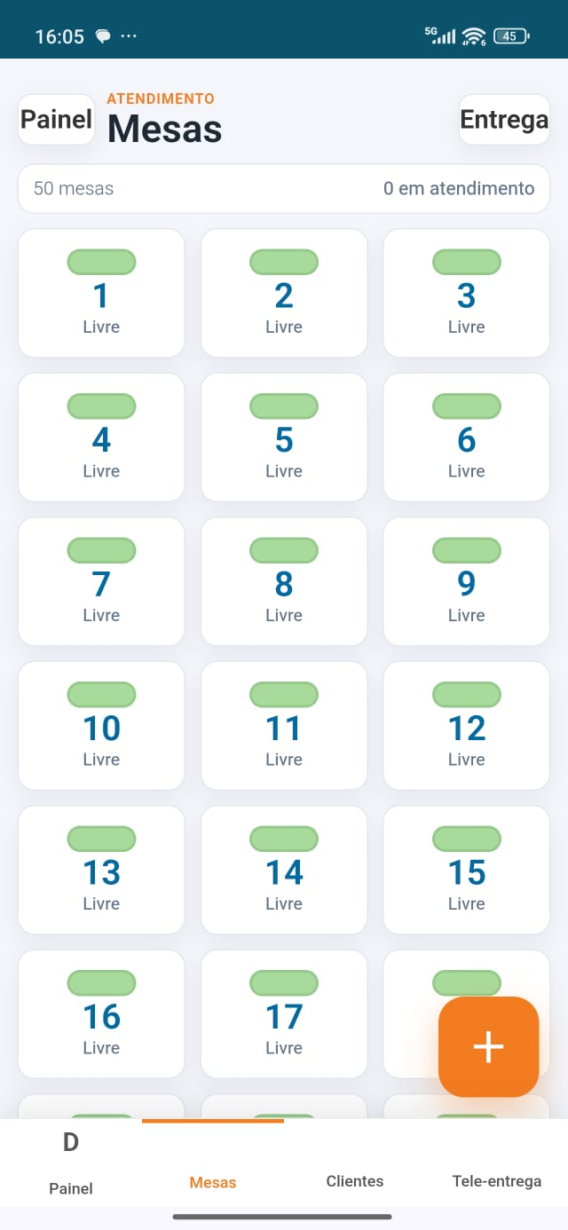 Aplicativo com atendimento de mesas pelo celular